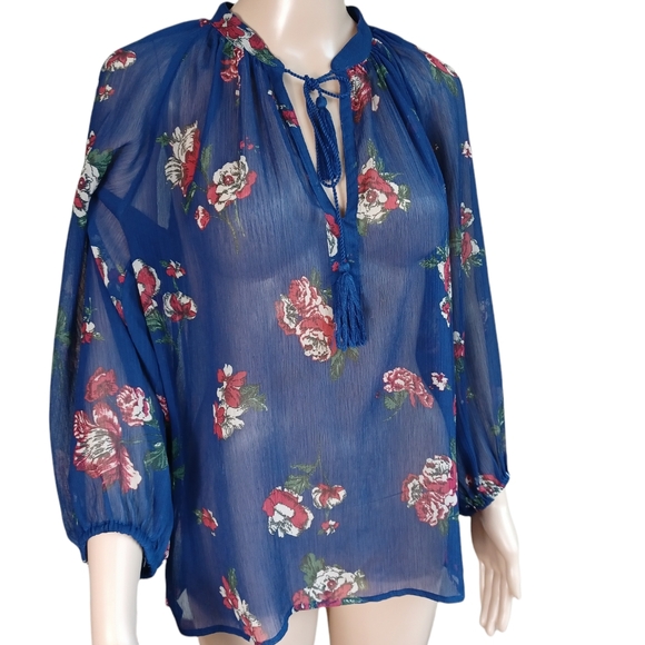 Lucky Brand Bohemian Tunic Top V Neck Size Small - Picture 3 of 12